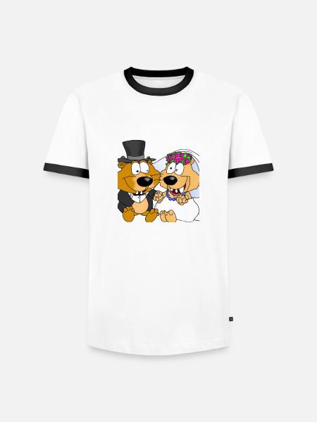Tierhochzeit - Männer Kontrast-T-Shirt - Weiß/Schwarz