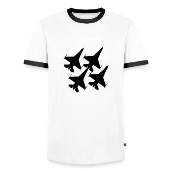 f16 - Männer Kontrast-T-Shirt - Weiß/Schwarz - Vorne - AI Model Female 172 light (172cm) & AI Model Male 178 dark (178cm)