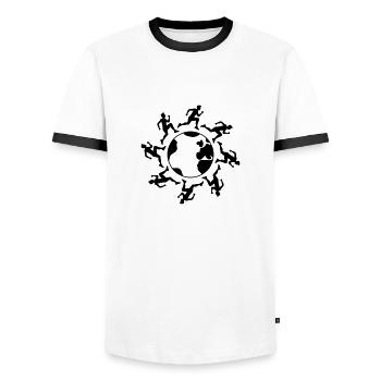 earth planet circle round crew team friends world - Men's Ringer Shirt - white/black - Front - AI Model Female 172 light (172cm) & AI Model Male 178 dark (178cm)