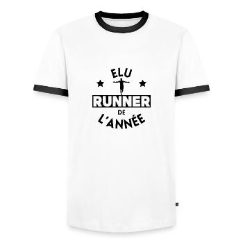 Élu runner de l'année noir - T-shirt contrasté Homme - blanc/noir - Devant - AI Model Female 172 light (172cm) & AI Model Male 178 dark (178cm)
