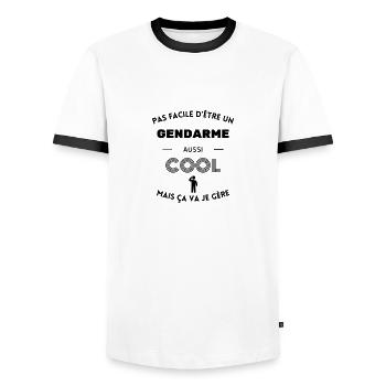 Pas facile d être un gendarme cool ça va je gère - T-shirt contrasté Homme - blanc/noir - Devant - AI Model Female 172 light (172cm) & AI Model Male 178 dark (178cm)