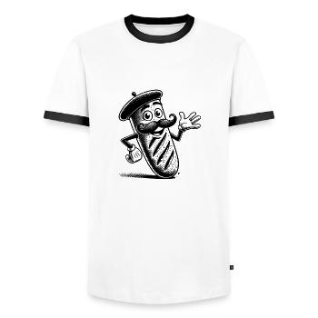 La French Baguette - T-shirt contrasté Homme - blanc/noir - Devant - AI Model Female 172 light (172cm) & AI Model Male 178 dark (178cm)