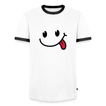 Smiley - Männer Kontrast-T-Shirt - Weiß/Schwarz - Vorne - AI Model Female 172 light (172cm) & AI Model Male 178 dark (178cm)