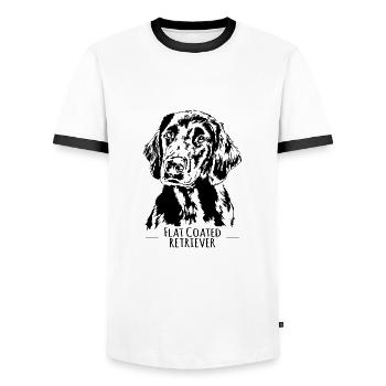 FLAT COATED RETRIEVER chien canin chien de chasse Wilsigns - T-shirt contrasté Homme - blanc/noir - Devant - AI Model Female 172 light (172cm) & AI Model Male 178 dark (178cm)