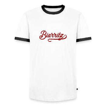 Biarritz - Men's Ringer Shirt - white/black - Front - AI Model Female 172 light (172cm) & AI Model Male 178 dark (178cm)
