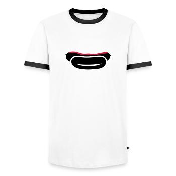 Sausage - Men's Ringer Shirt - white/black - Front - AI Model Female 172 light (172cm) & AI Model Male 178 dark (178cm)