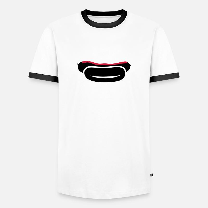 Bratwurst - Männer Kontrast-T-Shirt - Weiß/Schwarz