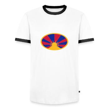 Tibet - T-shirt contrasté Homme - blanc/noir - Devant - AI Model Female 172 light (172cm) & AI Model Male 178 dark (178cm)