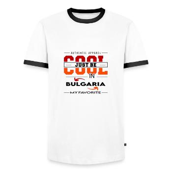 Bulgaria Bulgarien Land Urlaub Reise verreisen - Männer Kontrast-T-Shirt - Weiß/Schwarz - Vorne - AI Model Female 172 light (172cm) & AI Model Male 178 dark (178cm)