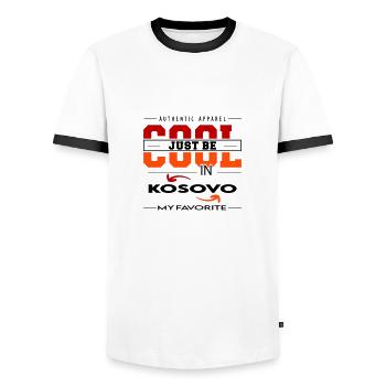 Kosovo Land Urlaub Reise verreisen - Männer Kontrast-T-Shirt - Weiß/Schwarz - Vorne - AI Model Female 172 light (172cm) & AI Model Male 178 dark (178cm)