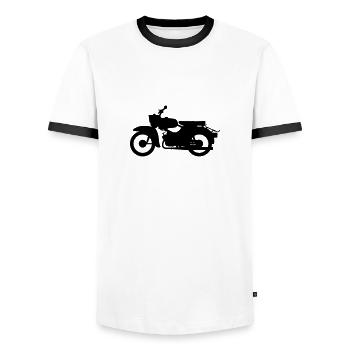 Simson Sparrowhawk / Hawk Silhouette - Men's Ringer Shirt - white/black - Front - AI Model Female 172 light (172cm) & AI Model Male 178 dark (178cm)