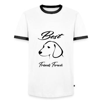 Hund - Männer Kontrast-T-Shirt - Weiß/Schwarz - Vorne - AI Model Female 172 light (172cm) & AI Model Male 178 dark (178cm)