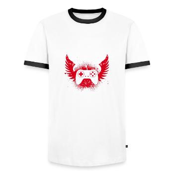 Gaming Controller Vintage Konsole Zocker Game Rot - Männer Kontrast-T-Shirt - Weiß/Schwarz - Vorne - AI Model Female 172 light (172cm) & AI Model Male 178 dark (178cm)