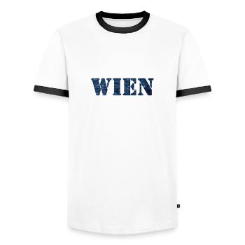 WIEN - Men's Ringer Shirt - white/black - Front - AI Model Female 172 light (172cm) & AI Model Male 178 dark (178cm)