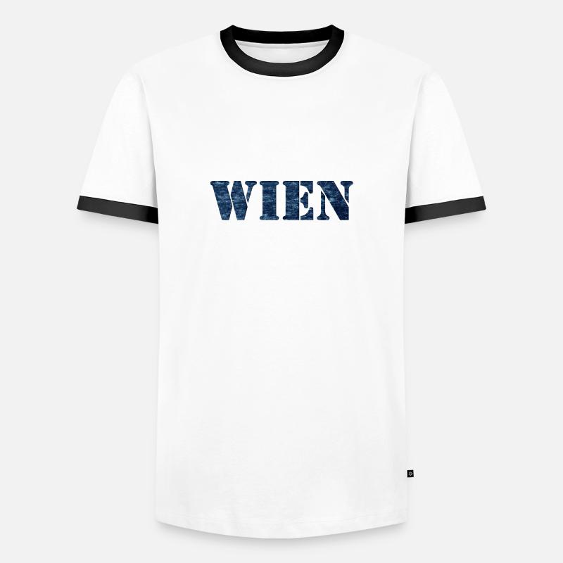 WIEN - Männer Kontrast-T-Shirt - Weiß/Schwarz