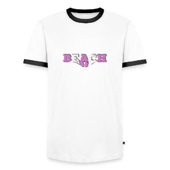 Beach pink 1 - Männer Kontrast-T-Shirt - Weiß/Schwarz - Vorne - AI Model Female 172 light (172cm) & AI Model Male 178 dark (178cm)