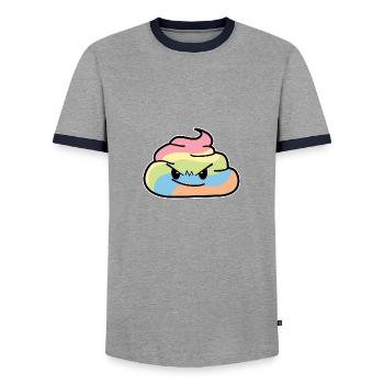 Regenbogen Haufen - Poo grummelige Kacke - Männer Kontrast-T-Shirt - Grau/Navy  - Vorne - AI Model Female 172 light (172cm) & AI Model Male 178 light (178cm)