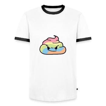 Regenbogen Haufen - Poo grummelige Kacke - Männer Kontrast-T-Shirt - Weiß/Schwarz - Vorne - AI Model Female 172 light (172cm) & AI Model Male 178 dark (178cm)