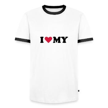 I love my - T-shirt contrasté Homme - blanc/noir - Devant - AI Model Female 172 light (172cm) & AI Model Male 178 dark (178cm)
