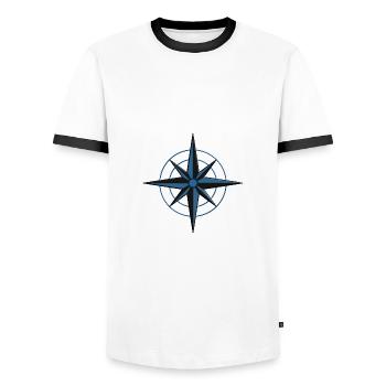 Navigation Kompass Stern Segler und Skipper Boot - Männer Kontrast-T-Shirt - Weiß/Schwarz - Vorne - AI Model Female 172 light (172cm) & AI Model Male 178 dark (178cm)