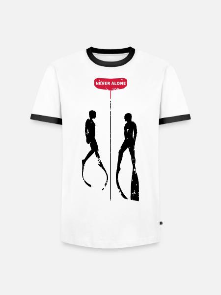 Never Alone Bifins - Männer Kontrast-T-Shirt - Weiß/Schwarz