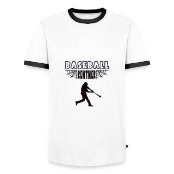 Baseball Rentner Rente Ruhestand Baseballer - Männer Kontrast-T-Shirt - Weiß/Schwarz - Vorne - AI Model Female 172 light (172cm) & AI Model Male 178 dark (178cm)