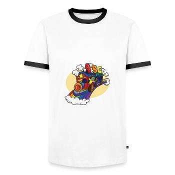 ABC train for children back to school kindergarten - Men's Ringer Shirt - white/black - Front - AI Model Female 172 light (172cm) & AI Model Male 178 dark (178cm)