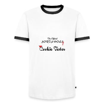 Testeur officiel de biscuits - T-shirt contrasté Homme - blanc/noir - Devant - AI Model Female 172 light (172cm) & AI Model Male 178 dark (178cm)