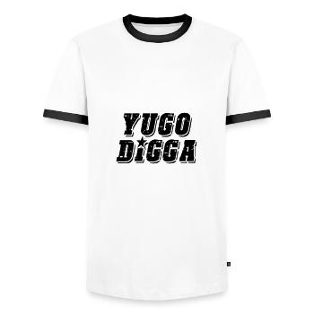 yugo digga - style uni des Balkans - T-shirt contrasté Homme - blanc/noir - Devant - AI Model Female 172 light (172cm) & AI Model Male 178 dark (178cm)