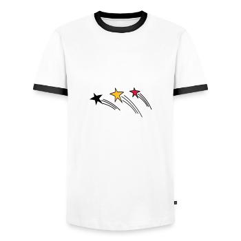 Deutschland - Männer Kontrast-T-Shirt - Weiß/Schwarz - Vorne - AI Model Female 172 light (172cm) & AI Model Male 178 dark (178cm)