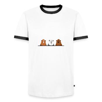 Cadeau mignon de 3 cochons d'Inde - T-shirt contrasté Homme - blanc/noir - Devant - AI Model Female 172 light (172cm) & AI Model Male 178 dark (178cm)