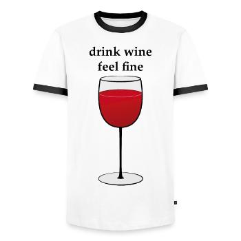 drink wine - Männer Kontrast-T-Shirt - Weiß/Schwarz - Vorne - AI Model Female 172 light (172cm) & AI Model Male 178 dark (178cm)