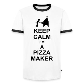 keep calm i'm a pizza maker kg10 - T-shirt contrasté Homme - blanc/noir - Devant - AI Model Female 172 light (172cm) & AI Model Male 178 dark (178cm)