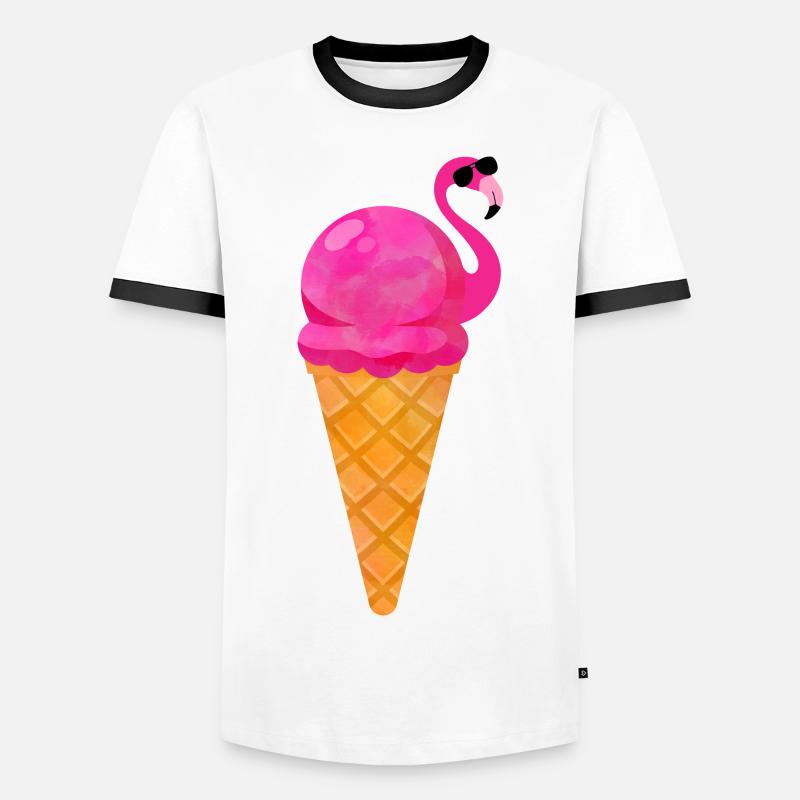 Ice Eiscreme Waffeleis Eiskugel Flamingo Eis - Männer Kontrast-T-Shirt - Weiß/Schwarz