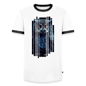 Sweet cyber owl - Men's Ringer Shirt - white/black - Front - AI Model Female 172 light (172cm) & AI Model Male 178 dark (178cm)