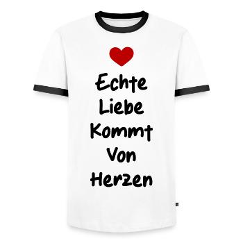 Liebe Spruch Valentinstag Herz - Männer Kontrast-T-Shirt - Weiß/Schwarz - Vorne - AI Model Female 172 light (172cm) & AI Model Male 178 dark (178cm)