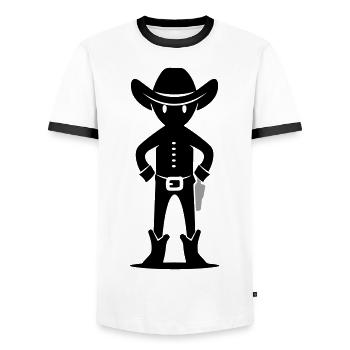 Cowboy Western - Männer Kontrast-T-Shirt - Weiß/Schwarz - Vorne - AI Model Female 172 light (172cm) & AI Model Male 178 dark (178cm)