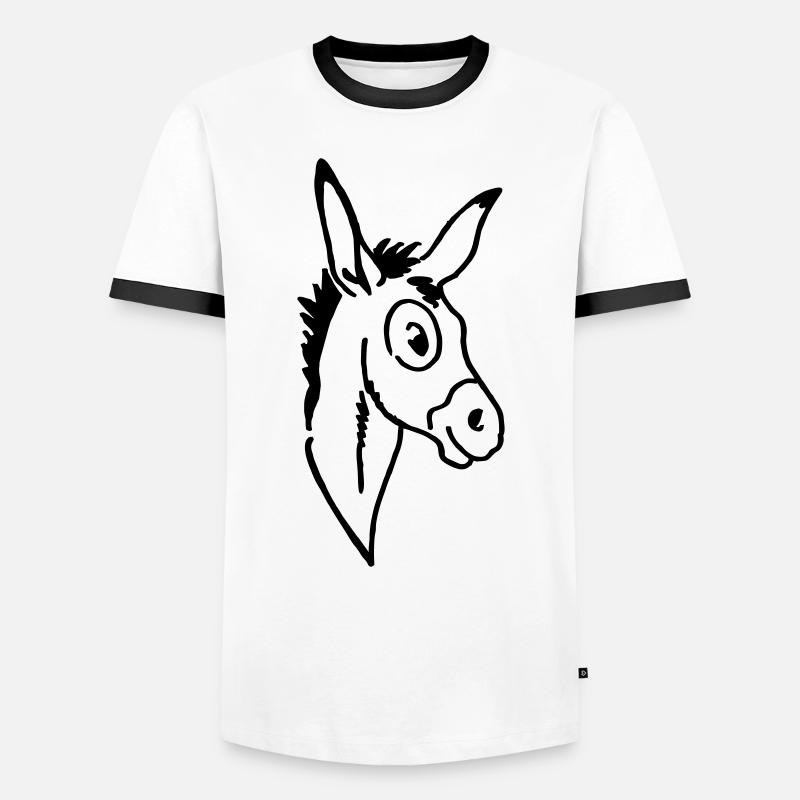 Esel - Männer Kontrast-T-Shirt - Weiß/Schwarz