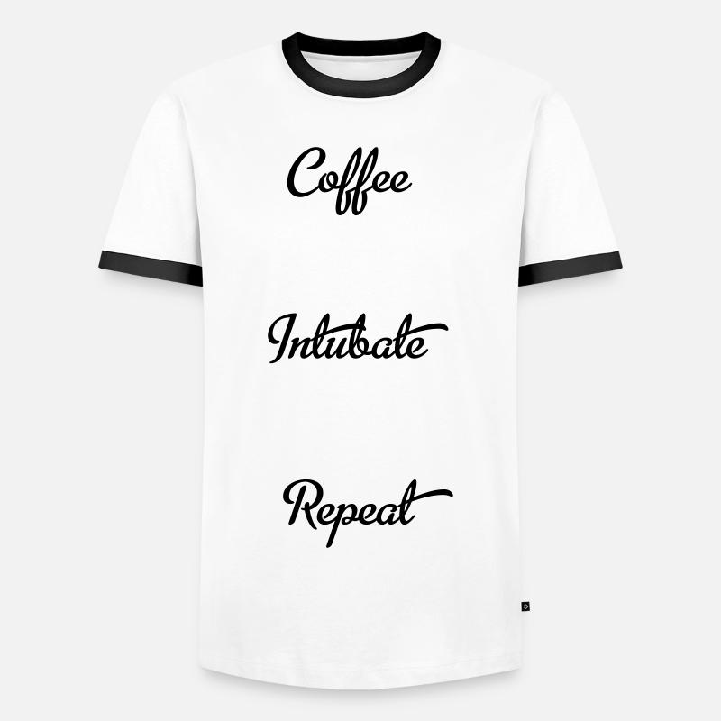 coffee intubate repeat - Men's Ringer Shirt - white/black
