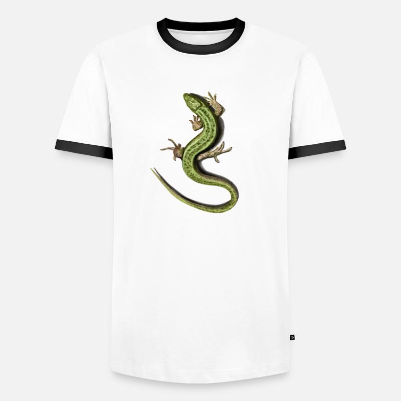 Eidechse - Männer Kontrast-T-Shirt - Weiß/Schwarz