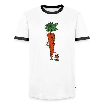 Fröhliche Karotten Illustration - Männer Kontrast-T-Shirt - Weiß/Schwarz - Vorne - AI Model Female 172 light (172cm) & AI Model Male 178 dark (178cm)