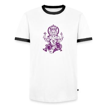 Ganesha god of fortune - Men's Ringer Shirt - white/black - Front - AI Model Female 172 light (172cm) & AI Model Male 178 dark (178cm)