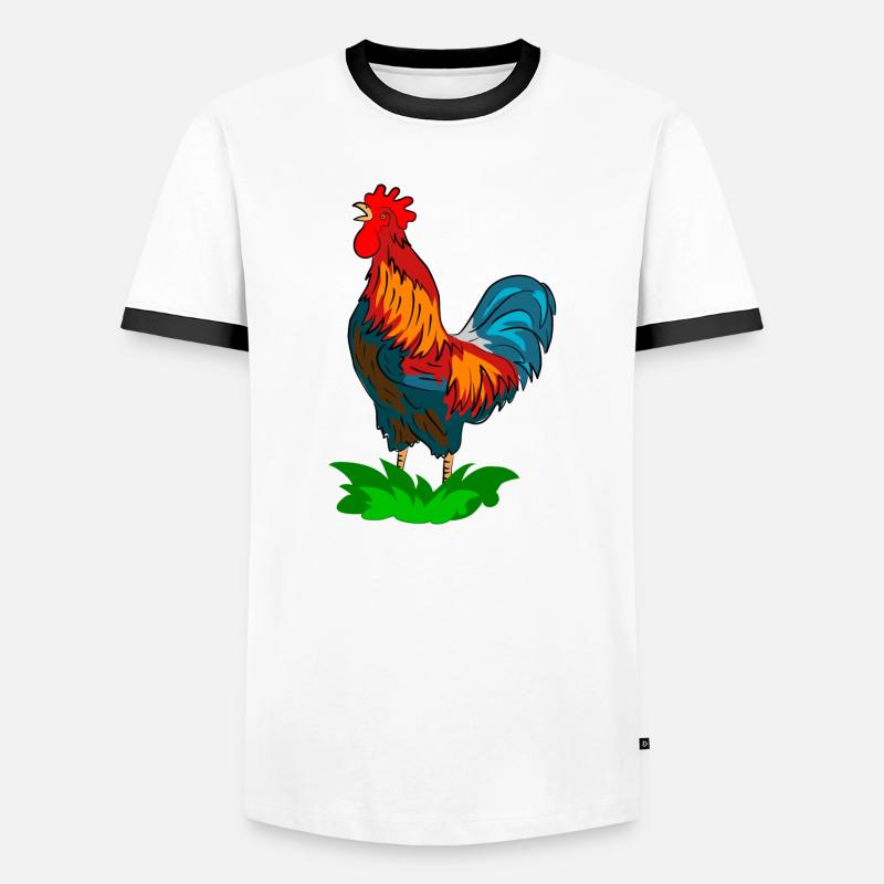 hahn vogel - Männer Kontrast-T-Shirt - Weiß/Schwarz