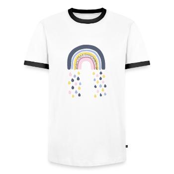 Rainbow - Men's Ringer Shirt - white/black - Front - AI Model Female 172 light (172cm) & AI Model Male 178 dark (178cm)