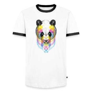 Panda Bear CMJN - T-shirt contrasté Homme - blanc/noir - Devant - AI Model Female 172 light (172cm) & AI Model Male 178 dark (178cm)