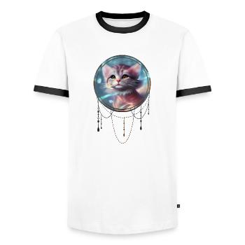 Mignon petit chaton - T-shirt contrasté Homme - blanc/noir - Devant - AI Model Female 172 light (172cm) & AI Model Male 178 dark (178cm)