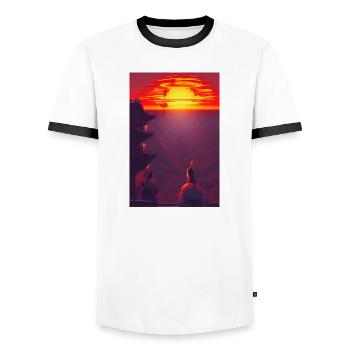Samurai 3 - Männer Kontrast-T-Shirt - Weiß/Schwarz - Vorne - AI Model Female 172 light (172cm) & AI Model Male 178 dark (178cm)