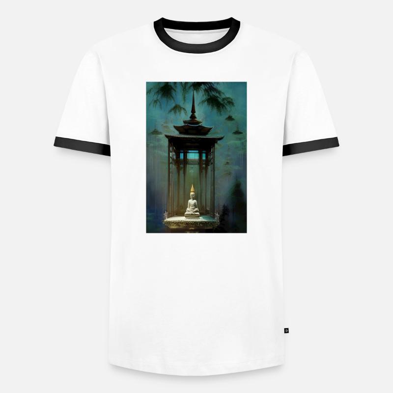 Tempel - Männer Kontrast-T-Shirt - Weiß/Schwarz