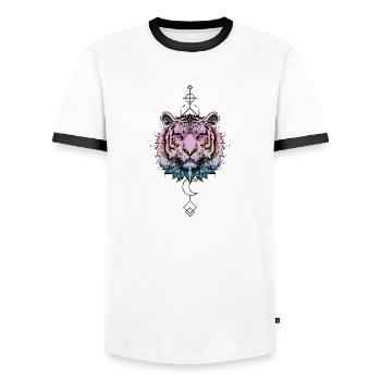 Wonderful colorful tiger - Men's Ringer Shirt - white/black - Front - AI Model Female 172 light (172cm) & AI Model Male 178 dark (178cm)