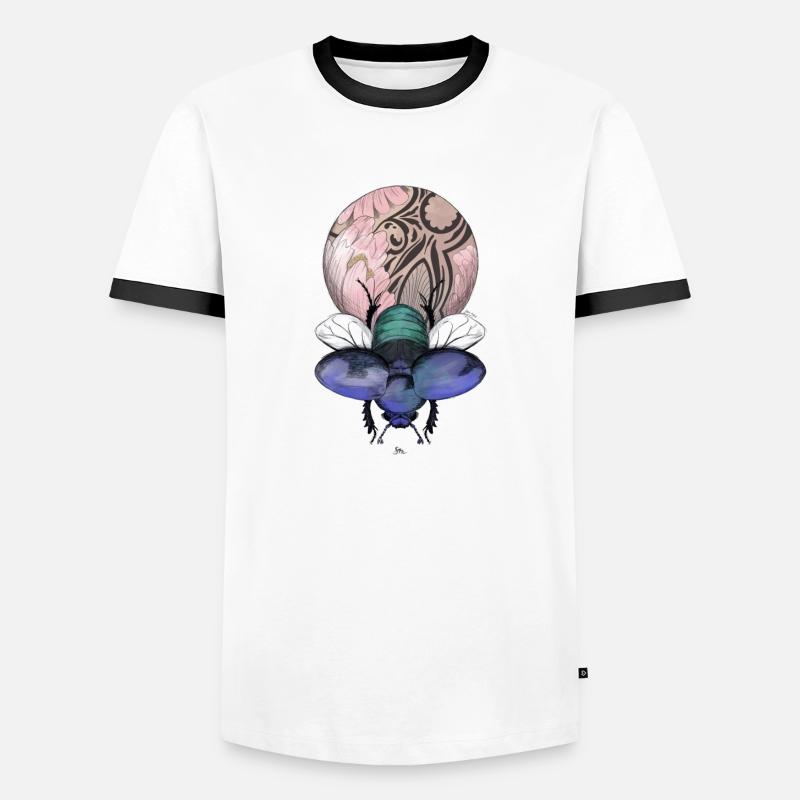 Skarabäus mit Wunderkugel - Männer Kontrast-T-Shirt - Weiß/Schwarz